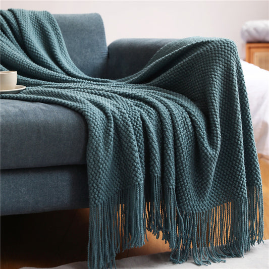 CozyKnit Grid Acrylic Sofa Blanket