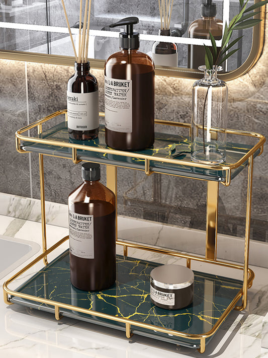 Marble Finish Light Luxury Bathroom Shelf